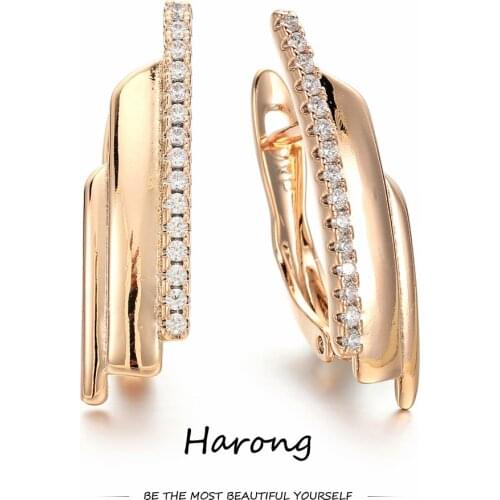 Fashion Gold Copper Inlaid Crystal Rhinestones Stud Earrings Quality Exquisite Luxury Geometric Ear Clip Jewelry Accessories