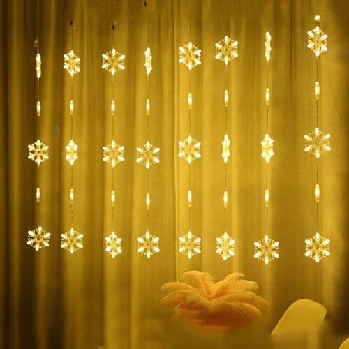 3M 160LED Window Curtain Droop Icicle Garland Light Snowflakes Window Curtain String Light For Xmas Wedding Party Decor