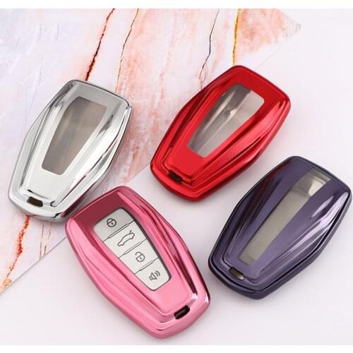 TPU Car Key Case Cover Remote Holder Shell for Geely Coolray 2019-2020 4 Buttons Car Styling Fob Buckle Keychain Accessories