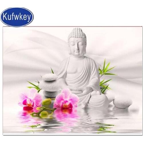 China style religion icon diamond mosaic buddha orchid stone zen pattern diamond painting cross stitch 3D embroidery full drill