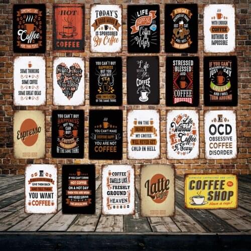 [ WellCraft ] Coffee SHOP QUOTE Metal Sign Poster Retro Painting FUNNY Plaque Custom Decor LT-1923