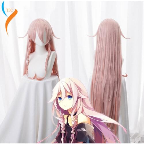 110cm Women VOCALOID3 Library IA cosplay wig IA pink long hair with braids wig costumes Halloween anime costume props wig