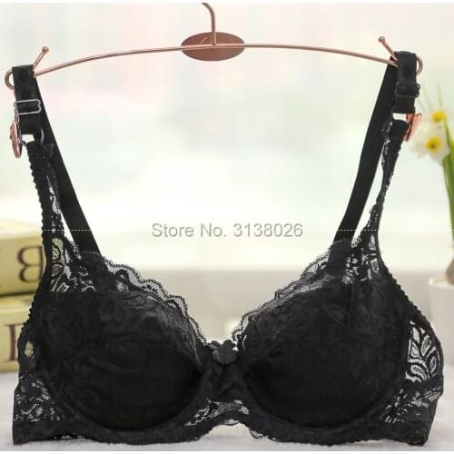 Ladies Women Sexy Underwear 3/4 Cup Padded transparent bra 32-40BC Brassiere Bra