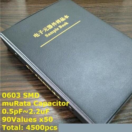 0603 Japan muRata SMD Capacitor Sample book Assorted Kit 90valuesx50pcs=4500pcs (0.5pF to 2.2uF)