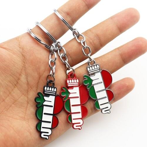 1pcs 3D Alfa Romeo metal Zinc Alloy Car KeyChain Key Chain Keyring Key Ring Creative logo Emblem Auto Badge accessories 147 159