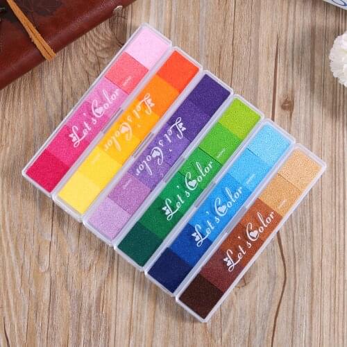 1PC Non-Toxic Gradient Color Ink Pad Inkpad Rubber Stamp Oil Based Finger Print Nice Colorful Inkpad Rubber Stamp Kids Toys