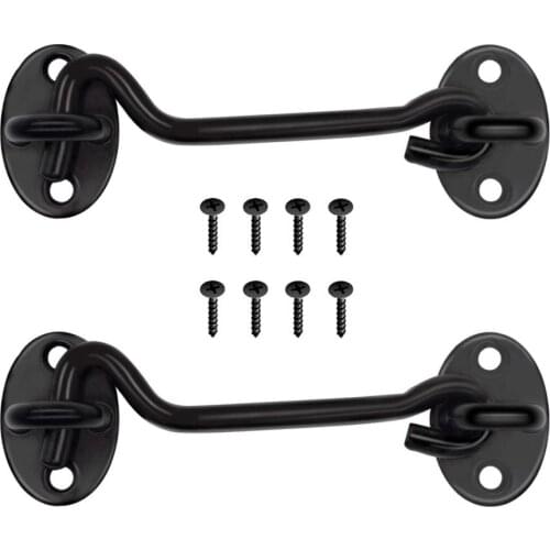 2Pcs Stainless Steel Barn Door Latches Eye Latch Easy Hook Privacy Lock with Screws for Window Cabin Garage Cabin Bedroom Door