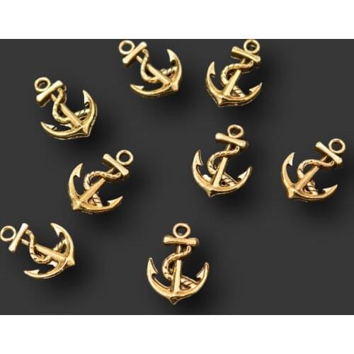 30pcs Antique Gold Plated Mini Anchor Pendants Retro Earring Bracelet Metal Accessories DIY Charm For Jewelry Craft Making A2365