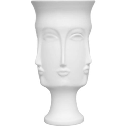 Nordic White Ceramic Face Vase Modern Human Head Living Room Creative Flower-inserting Device Home Decorative Flower Pot Jar
