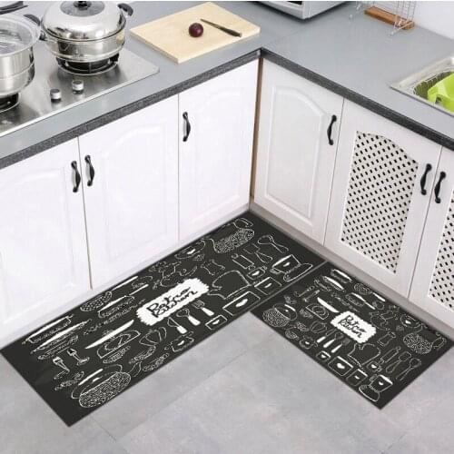 Home Decor Kitchen Carpet Food Pattern Entrance Doormat Anti-Slip Flannel Long Bedside Rugs Absorbable Bath Mat