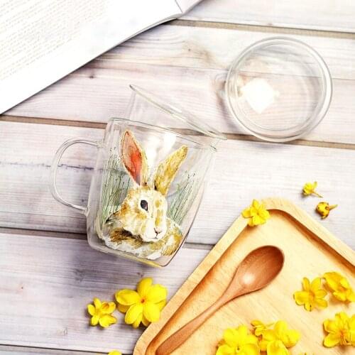 340Ml Double Layer Heat Resistant Glass Cup Milk Juice Flower Tea Cups Water Cup Lulu Lemon Drinking Glass Home Drinkware