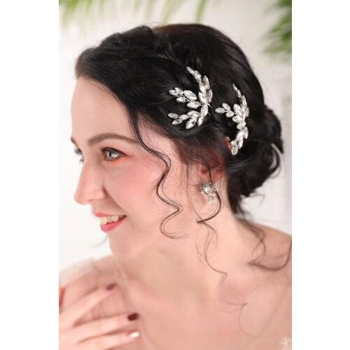 Elegant Silver Handmade Rhinestones Hair pins sets chic Wedding Hair pins Bridal Headpieces party for women