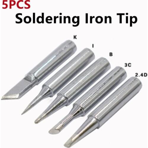 5PCS Pure Copper Soldering Iron Head 936 Soldering Iron Head Set Electric Soldering Iron Tip I+B+K+2.4D+3C