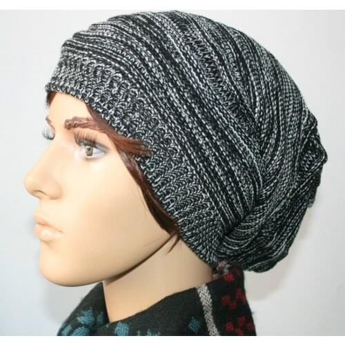 Foreign trade folds warm winter knit hat street Diaomao wool caps wholesale Skullies & Beanies