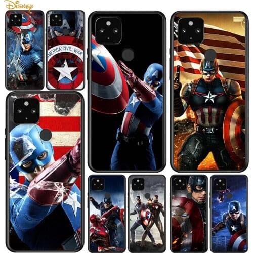Captain America Marvel Shockproof Cover for Google Pixel 5 5A 4 4A XL 5G Black Phone Case Shell Soft Fundas Coque Capa