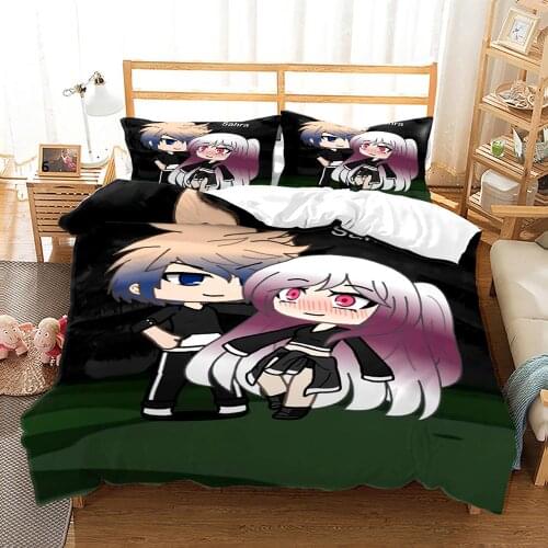 Gacha Life Bedding Set Single Twin Full Queen King Size Gacha Life Bed Set Childrens Kid Bedroom Duvetcover Sets Love you 013