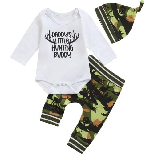 3 Pieces Baby Suit Set, Letter Print O-Neck Long Sleeve Romper+ Floral Trousers+ Hat for Spring Fall, 0-18 Months