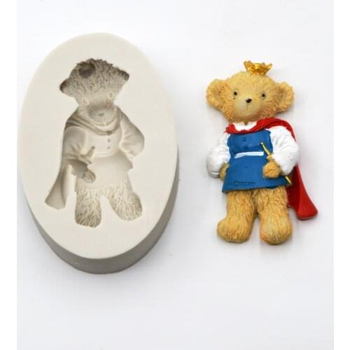 Handsome PrinceBear Fondant Cake Border Decorating Silicone Mold Cupcake Chocolate Candy Handmade Soap Silicone Mould
