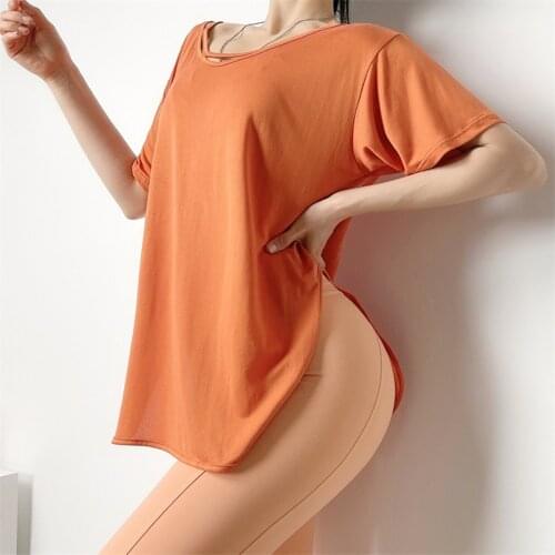 Summer Thin Loose Yoga Tops Breathable Sport Tops Fitness Women Short Sleeve Yoga Shirt Gym Quick Dry Workout Running T Shirt