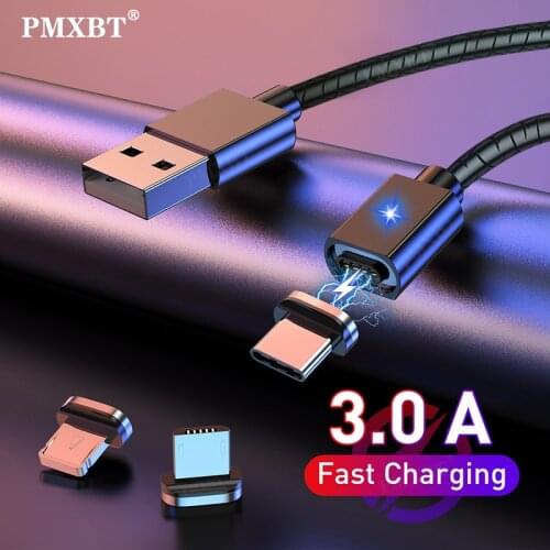 3A Fast Charging Data Cord Magnetic Micro USB Type C Cable For iPhone 12 Huawei Xiaomi Mobile Phone QC Charger Charge Wire Cable