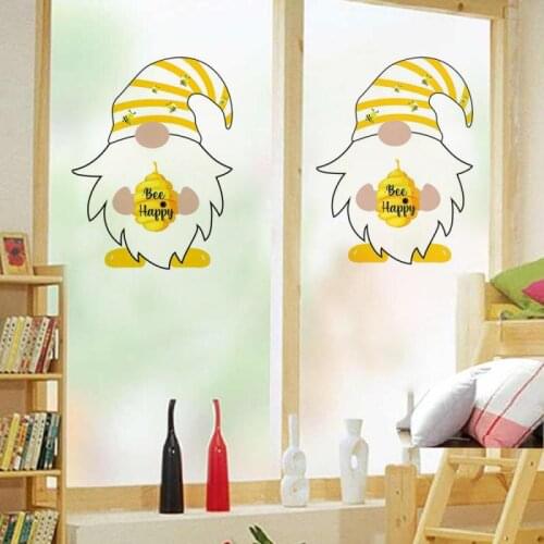 Cartoon Beard Sticker Creative Bee Festival Long-legged Pointed Hat Faceless Bee Sticker For Window Room Cabinet Refrigerator