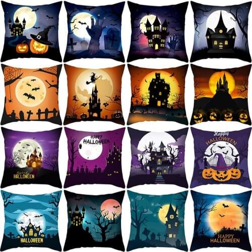 Halloween Cartoon Cushion Cover Polyester Throw Pillow Case Cover Christmas Decor for Car Sofa Home Decorative Pillowcase Cojine