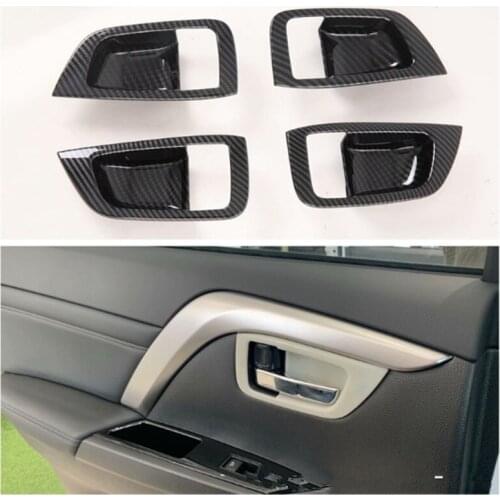 Car Inner Door handle bowl panel Cover Trim Sticker Fit for Mitsubishi Pajero Sport 2020 Car Styling Carbon fiber ABS