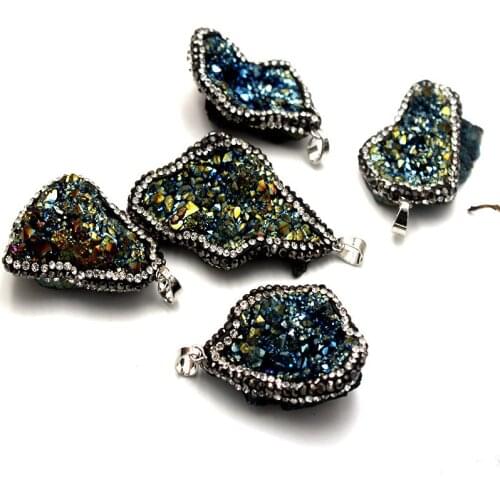 Natural Onyx Clusters Colorful Stone Pendants with Jewellery Making DIY Necklaces Earrings Sweater Chain Accessories