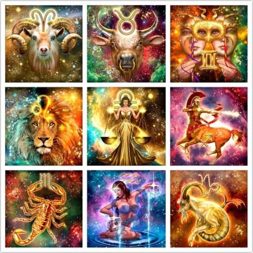 New design 5D DIY full round diamond embroidery Diy diamond painting 12 constellation rhinestone cross stitch mosaic WG912