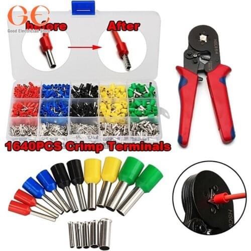 1640PCS Crimp Terminals Electrical Wire Connectors + 1PCSelf Adjustable Professional Cable Wire Crimper Crimping Pliers