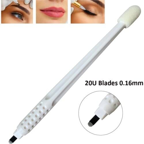 50PCS Disposable microblading pen 0.16mm 20U EO Gas Sterilized 3D white disposable microblading pen for permanent makeup eyebrow