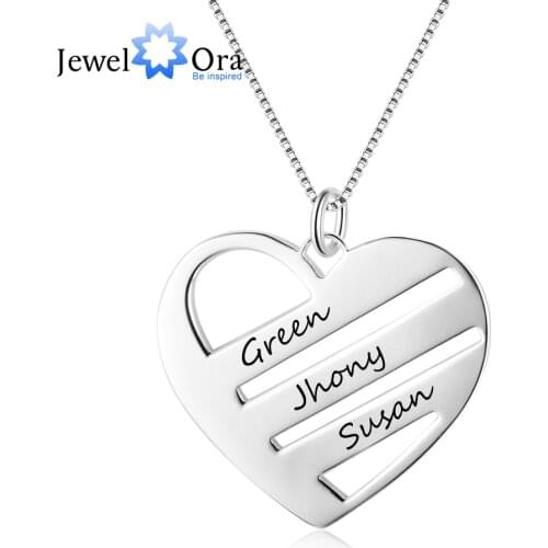 Personalized Heart Necklace with 3 Names Customized Family Necklaces & Pendants for Women Mothers Gift (NE102390)