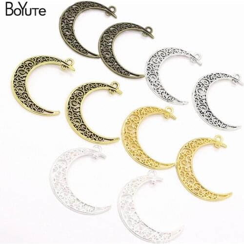 BoYuTe Wholesale (40 Pieces/Lot) Metal Alloy 40*30MM Moon Pendant Diy Hand Made Jewelry Accessories