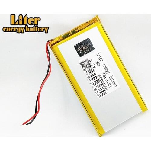 3.7V 8000mAh polymer lithium battery with protective panel charging battery power 7566121 For Tablet PDA MID GPS Electric Toys