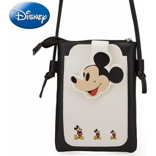 Mickey Mouse Mobile Phone Bag Disney PU Waterproof Crossbody Bag for Women Girls Portable One-shoulder Mobile Phone Storage Bag