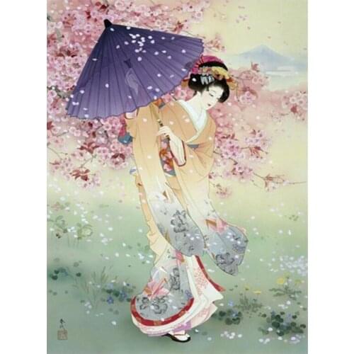 Cherry Blossom Japanese Geisha 5D DIY Diamond Painting Full Square Drill Resin Embroidery Mosaic cross stitch home decor C725