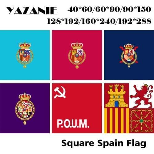 YAZANIE Spain Royal Standard Juan Carlos I 1833-1868 1875-1931 Leonor Princess of Asturias POUM Template Naval Jack Spanish Flag