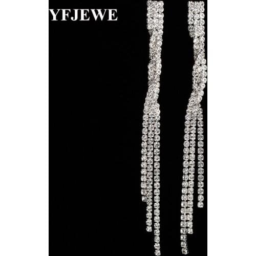 YFJEWE New Style Gold Color Silver Color Long Drop Earrings for Women Bridal Wedding Christmas Gift Crystal Fashion Jewelry E415