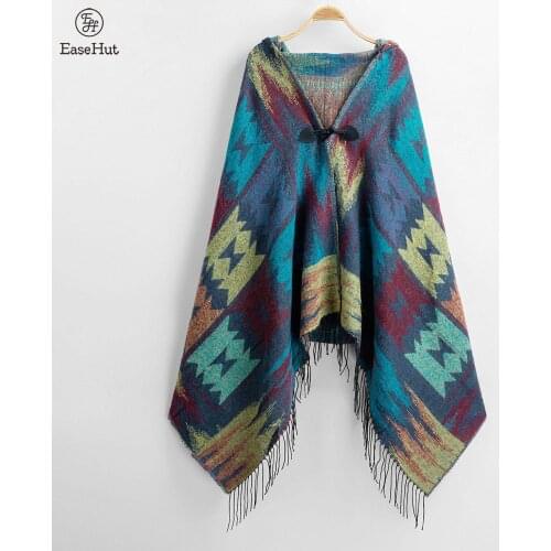 Women Fashion Retro Style Tassel Poncho Shawl Cape Cardigans Auyumn Winter Ladies Ethnic Shawl Scarves Acrylic Female