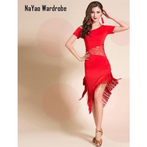 2021 New L12 Female Latin Dance Dress Women Tassel Lace Patchword Belly Performamnce Dancing Skirt and Tops for Modern Dance
