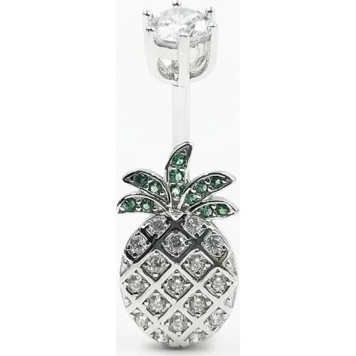 925 sterling silver Belly Button Ring pineapple CZ navel piercing jewelry for women body jewelry