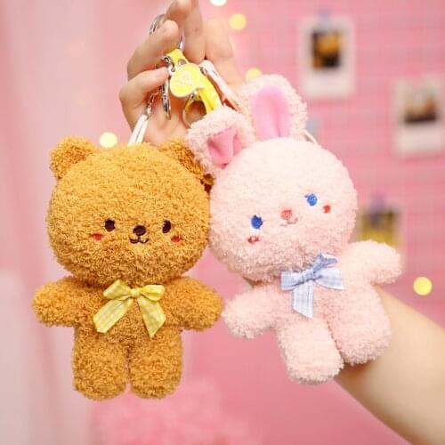1pc 16cm Cute Unicorn Bear Rabbit Pig Goose Plush Pendant Toys Cartoon Stuffed Doll Girls Bag Keychain Gifts For Kids Children