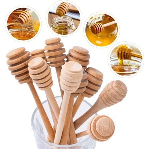 1Pc Wooden Honey Dripper Stick Server Wood Spoon Jams Syrup Drizzler Stirring Rod Kitchen Gadgets Mixing Stick Honey Tools
