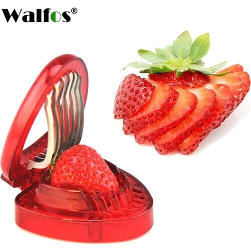WALFOS 1 piece Red Strawberry Slicer Plastic Fruit Carving Tools Salad Cutter Berry Strawberry Cake Decoration Cutter