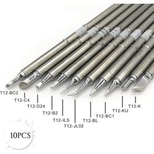 10Pcs/SET T12-B2 T12-D24 T12-C4 ILS JL02 KU K BC2 BL BC1 Solder Iron Tips T12 series Soldering Rework Station FX-951