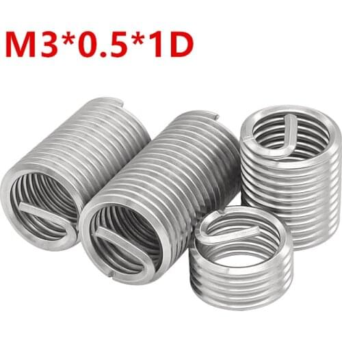 100pcs M3*0.5*1D Wire Thread Insert Stainless Steel 304 Wire Screw Sleeve, M3 Screw Bushing Helicoil Wire Thread Repair Inserts