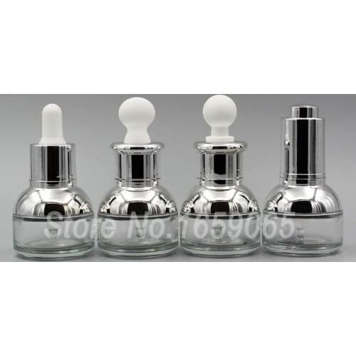20ml clean glass Essential Oil dropper bottle w silver shoulder Dispensing Container Liquid Pipette Eye Drop Aromatherapy