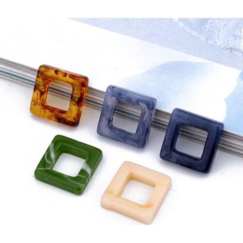 5pcs Simple Hollow Square Resin Necklace Charms Connector Findings Fit Bracelet Crafts Earring Necklace Jewelry Accessory F336