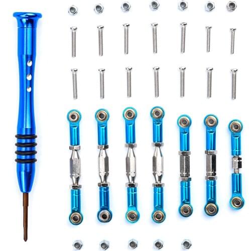 6Pcs Adjustable Upgrade Spare Parts Metal Linkage Pull Rod Servo Link A959-B for Wltoys 1/18 A949 A959 A969 A979 K929 Aluminum