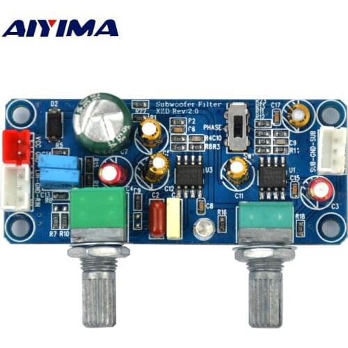 AIYIMA Low Pass Filter Bass Subwoofer Preamp Amplifier Board Single Power DC 9-32V Preamplifier With Bass Volume Adjustment